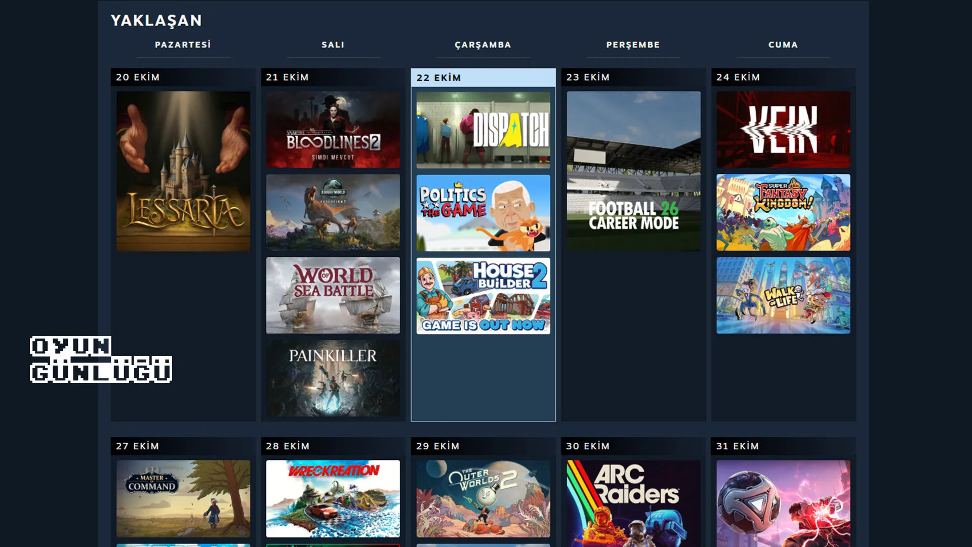Steam'e Kişiselleştirilmiş Oyun Takvimi Özelliği Geldi